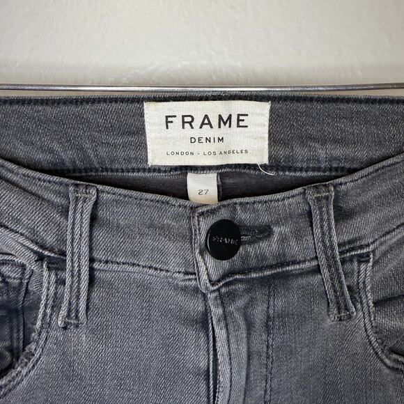 Frame Women's Ali High Rise Cigarette Dark Wash Denim Jeans Gray Made In USA 27 - Picture 2 of 8